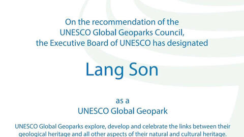UNESCO chính thức công bố Công viên địa chất Lạng Sơn là  Công viên Địa chất toàn cầu